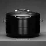 Incalzitor cu inductie rotund cu capac din sticla De Luxe Black, 9l Fine Dine