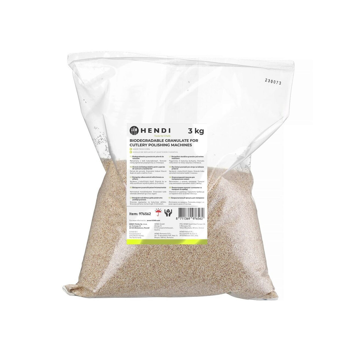 Granule biodegradabile pentru lustruit tacamuri, HENDI, 3 kg