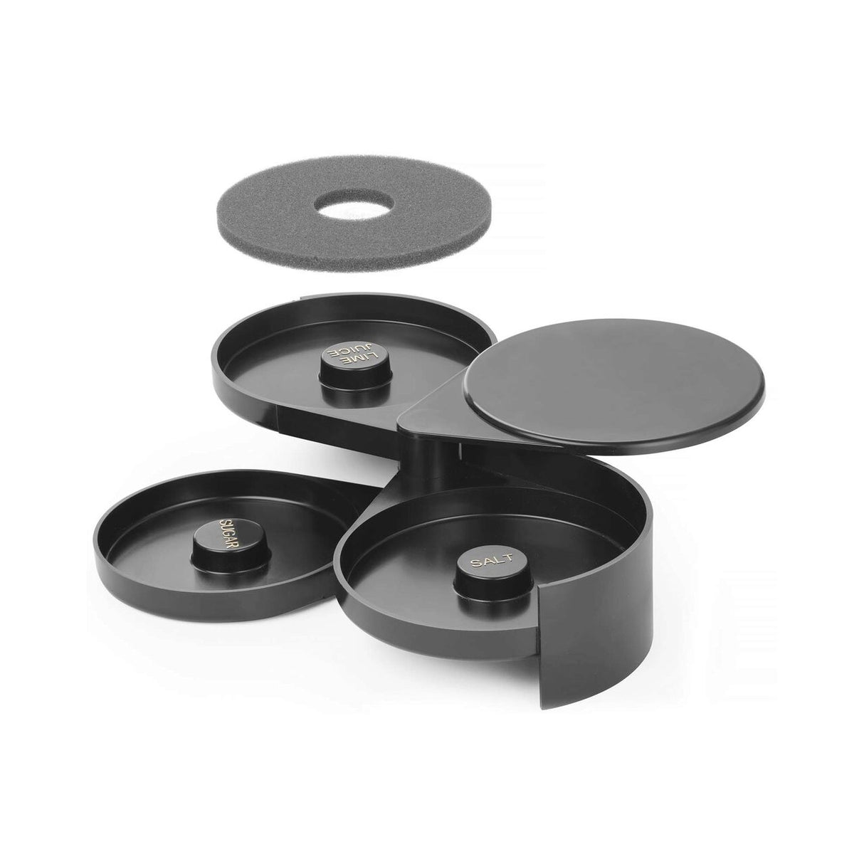 Set decorare margine pahare cocktail cu 3 zone pt zahar, sare si lime - - 200x160x(H)75 mm - plastic ABS - Hendi