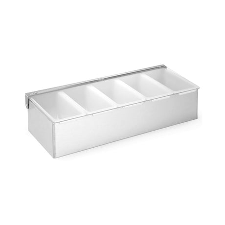 Cutie ingrediente bar / pizza, 5 compartimente, 375x140x(H)90 mm, capac transparent, Hendi