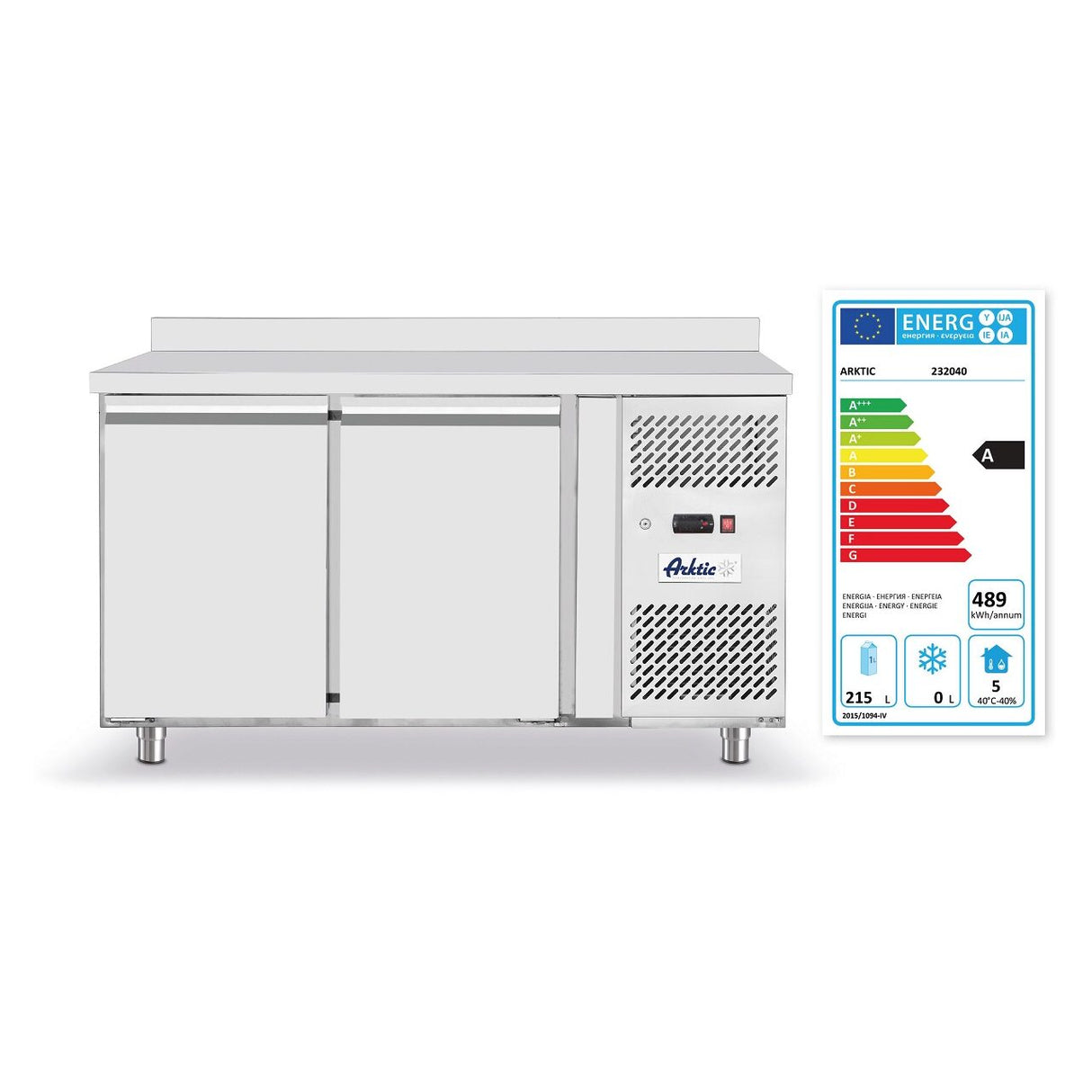 Masa rece cu 2 usi profesionala, inox, ARKTIC by Hendi Profi Line, interval temperatura -2/+8 gr C, 250W, 136x70x(H)85 cm