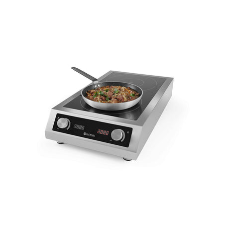 Plita cu inductie profesionala, Hendi Profi Line, model 7000 D ,putere 2x3500 W, control digital, corp inox, 40,5 cm x69,8 cm x14,5 cm inaltime