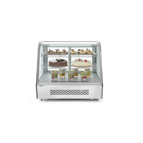 Vitrina rece pt prezentare, 120 lt, interval temp. 0-6 gr C, 160 W, corp inox, ARKTIC by Hendi, 707x570x(H)680mm, Clasa energetica B