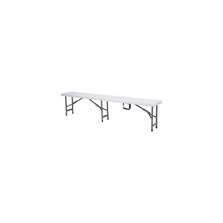 Banca de catering, cu pliere tip valiza, Hendi, Alb, structura metalica, blat polipropilena, interior/exterior, capacitate maxima de incarcare 200 kg, 1830x300x(H)430mm