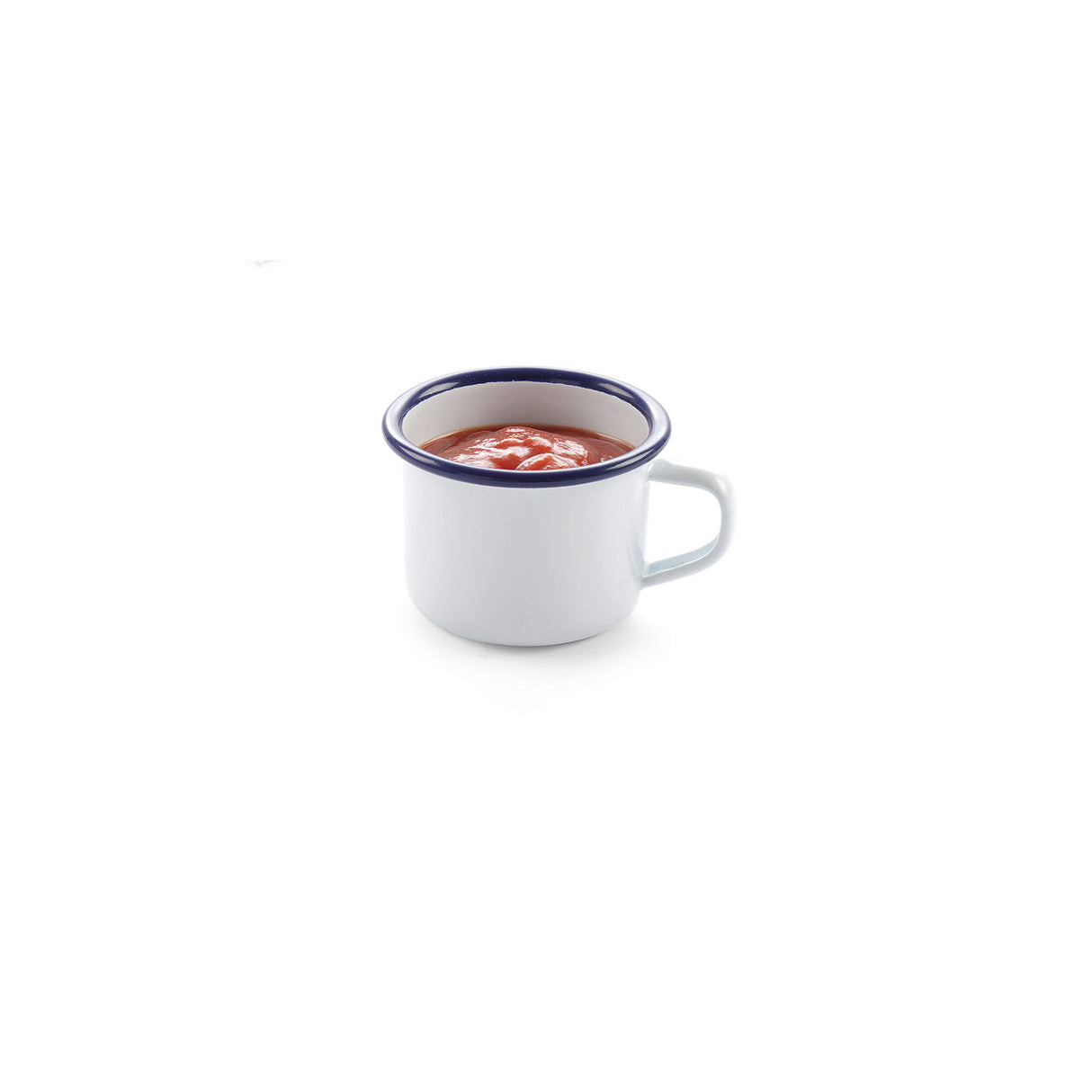 Ceasca emailata 120 ml, 70x(H)50 mm, model traditional alb / albastru, Hendi
