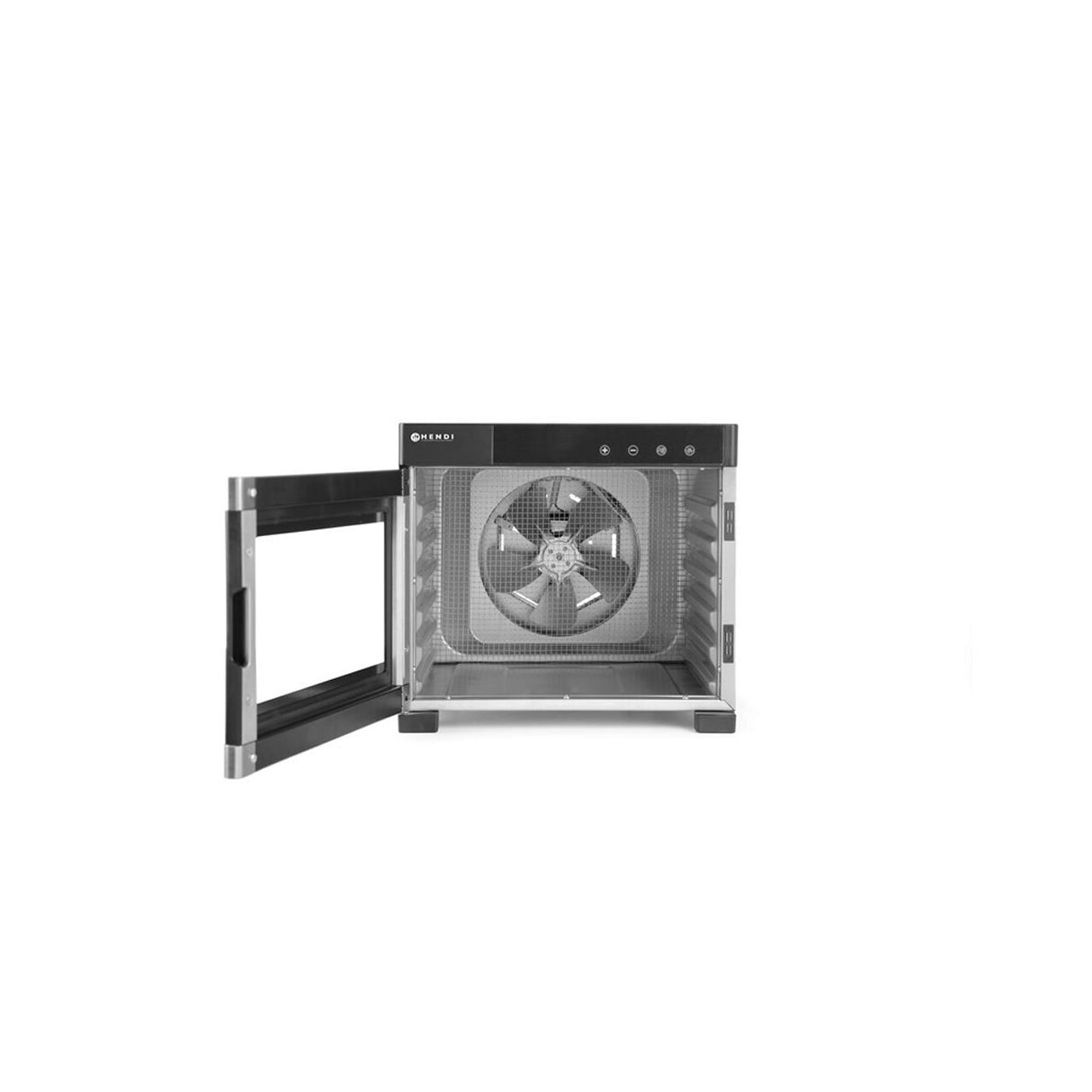Deshidrator alimente Hendi Profi Line, 550 W, 6 tavi inox, temperatura reglabila 35-75 C, Gri, timer, panou de control digital