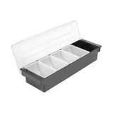 Cutie ingrediente bar / pizza, 5 compartimente, cu capac, 495x160x(H)100 mm, Hendi, plastic ABS