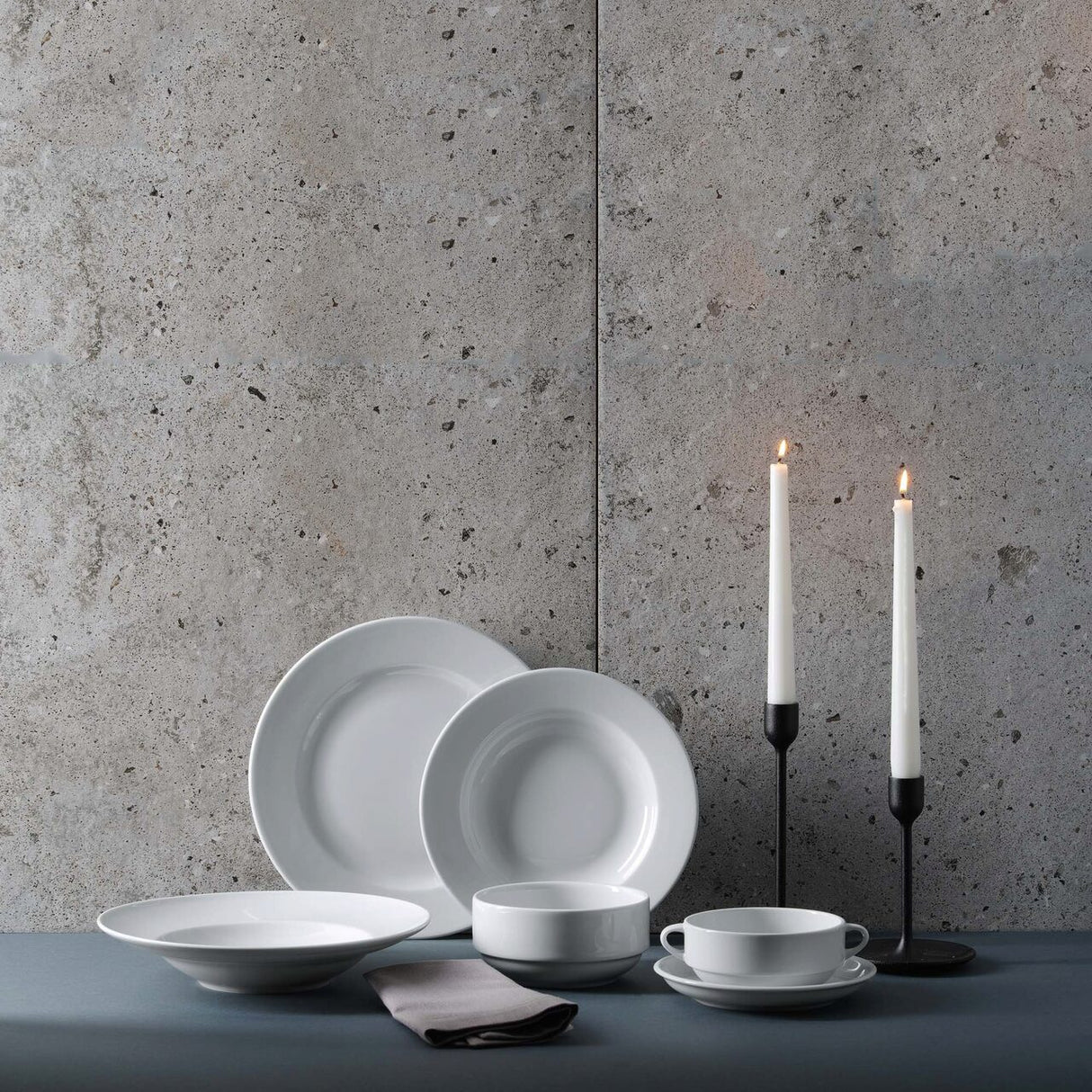 Ceasca cu farfuriuta Bianco 230 ml portelan alb, , Fine Dine