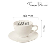 Ceașcă elegantă cu farfurioară pentru ceai și cafea Fine DIne,  Crema 230 ml