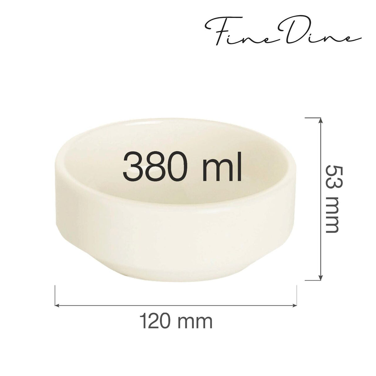 Bol stivuibil Fine Dine, Crema 380 ml, 120 mm