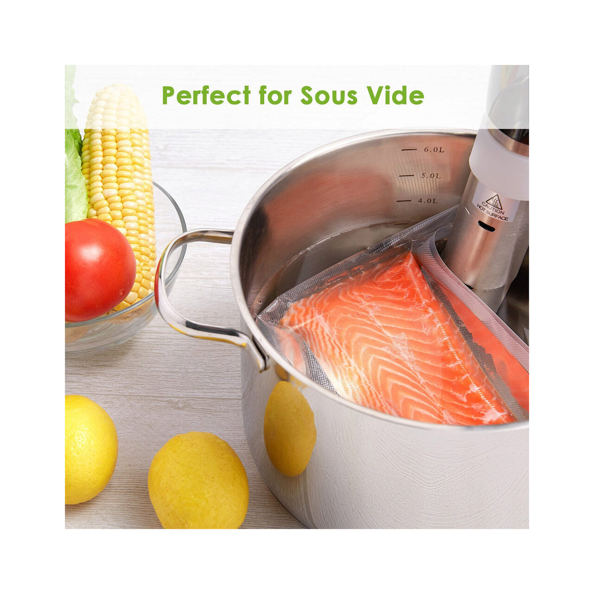 Set 100 pungi vacuum pentru gatit netede 250x350 mm, ideale pentru gatit in sistem Sous-vide, Hendi, 2 straturi, 75 microni grosime
