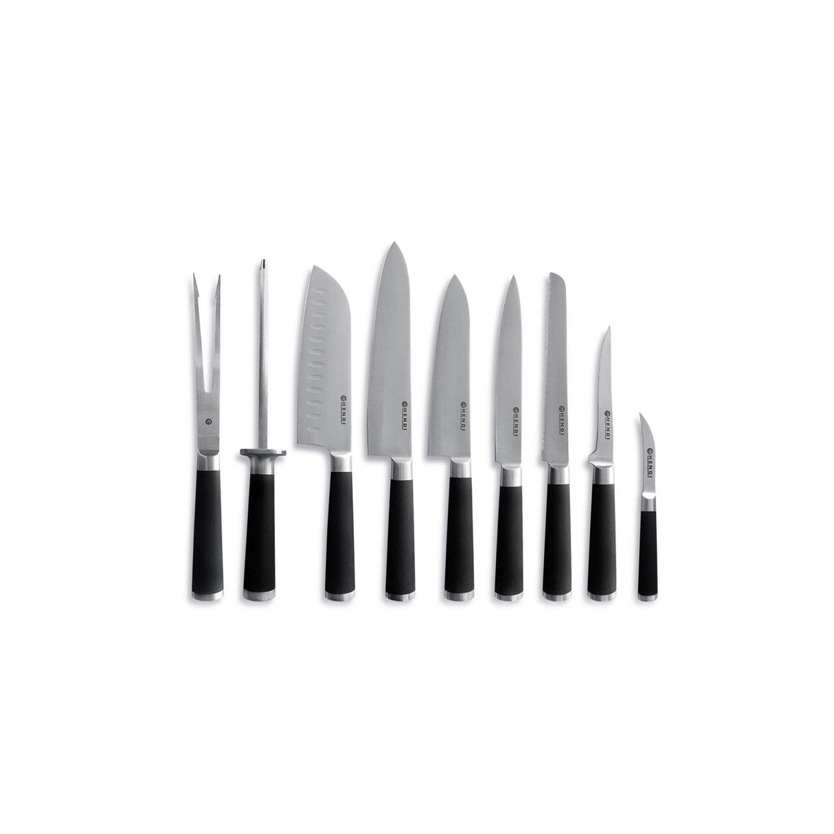 Set promotional cutite, 9 piese, Hendi, Kurt Scheller Edition, lame inox cu rezistenta foarte mare, geanta suport inclusa
