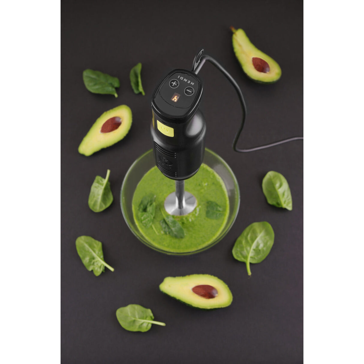 Blender Stick cu 6 viteze si display LCD, dimensiuni 71x71x(H)444mm, putere 250w, 230v