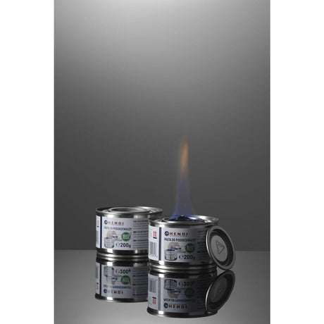 Combustibil pentru chafing dish, conserva de 200 gr.set de 48 buc. fabricat din alcool etilic bio