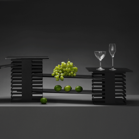 Coloana bufet Skiatos, 17 nivele,Fine Dine, negru  250x250x500mm