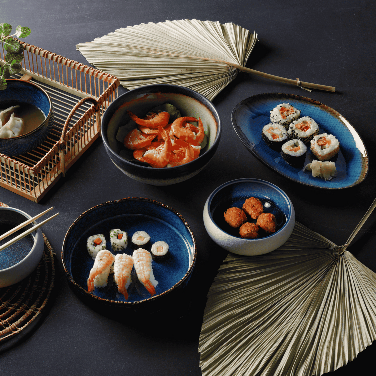 Bol Goro White Blue 140mm, 450 ml Fine Dine