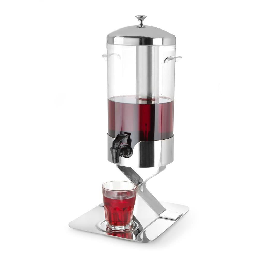 Dispenser profesional pentru suc 5 litri, sistem racire cu cuburi gheata, corp inox, cuva policarbonat, robinet anti-picurare, Hendi, 28x22x(H)51 cm