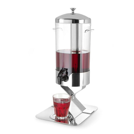 Dispenser profesional pentru suc 5 litri, sistem racire cu cuburi gheata, corp inox, cuva policarbonat, robinet anti-picurare, Hendi, 28x22x(H)51 cm