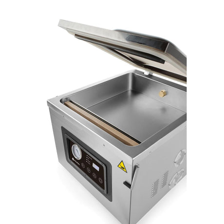 Aparat profesional de vidat cu camera 1000 W, banda sigilare 410 mm, latime 3 mm, timp si ciclu de sigilare ajustabile, Inox, display digital, Hendi Profi Line,  505x567x(h)465 mm