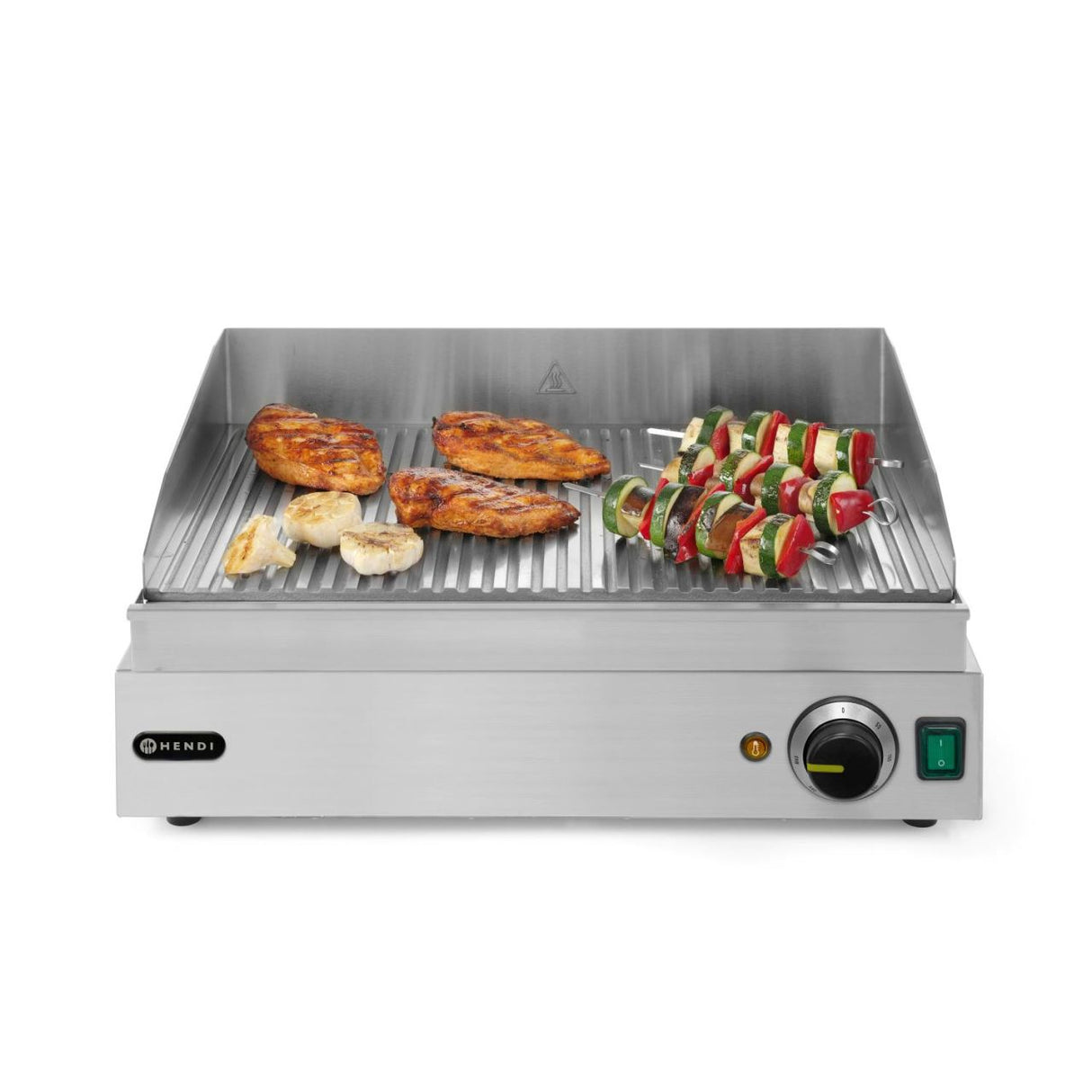 Gratar electric HENDI Profi Line  suprafata integrala striata, 550x380x(H)240 mm, inox, potrivit si pentru uz profesional