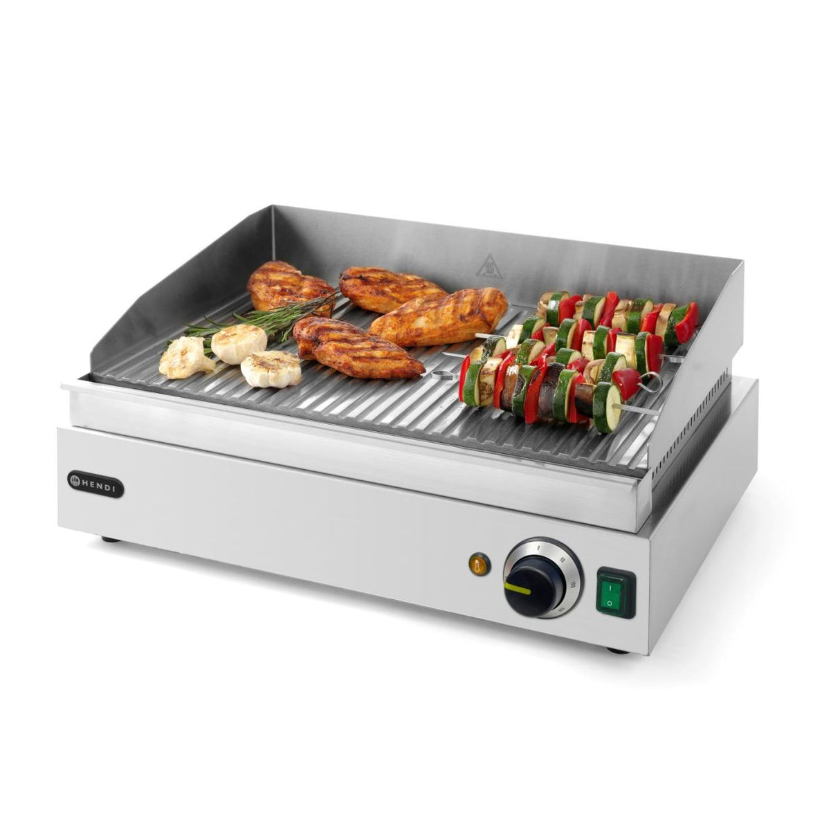 Gratar electric HENDI Profi Line  suprafata integrala striata, 550x380x(H)240 mm, inox, potrivit si pentru uz profesional