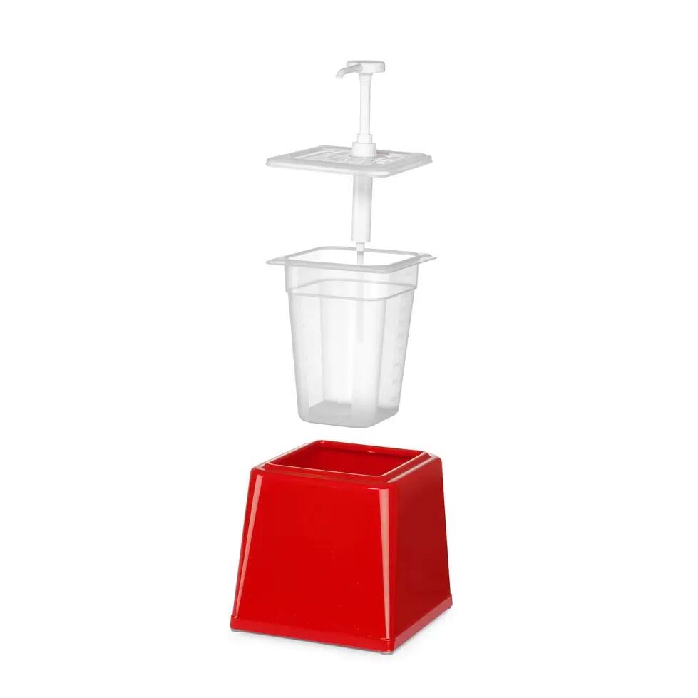 Dispenser de sos cu pompa,Hendi 2.5 L, rosu, 230x210x(H)250 mm