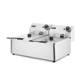 Friteuza electrica profesionala 2x6 litri 2x3300 W, termostat 0-190 gr C, corp inox, Hendi Kitchen Line, 550x430x(H)290 mm