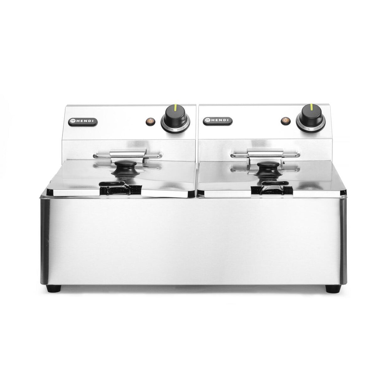 Friteuza electrica profesionala 2x6 litri 2x3300 W, termostat 0-190 gr C, corp inox, Hendi Kitchen Line, 550x430x(H)290 mm