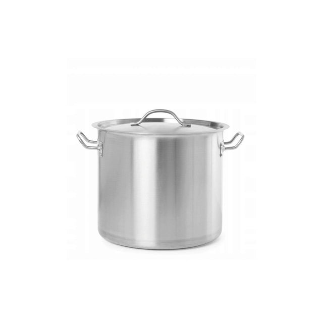 Oala medie profesionala cu capac, 32 Lit, 40 cm diametru x 26 cm inaltime, Hendi Budget Line Inox