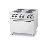 Aragaz electric Hendi Kitchen Line cu 4 plite si cuptor convectie 400V/13400W GN1/1 800x700x(H)900 mm