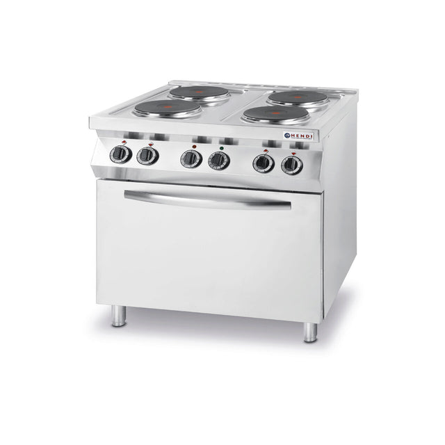 Aragaz electric Hendi Kitchen Line cu 4 plite si cuptor convectie 400V/13400W GN1/1 800x700x(H)900 mm