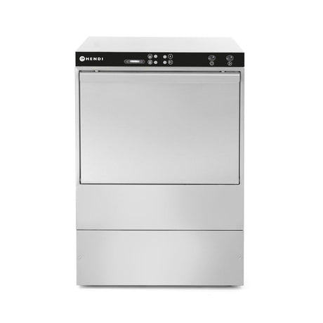 Masina profesionala de spalat vase K 50 cu pompa de evacuare si detergent 50 x 50 control electromecanic 230 W Hendi Inox 570x600(+370)x(H)830 mm