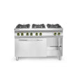 Aragaz profesional pe gaz Hendi Kitchen Line cu 6 arzatoare cu cuptor electric cu convectie GN 1/1 Inox 28.5 kW 1200x700x(H)900 mm