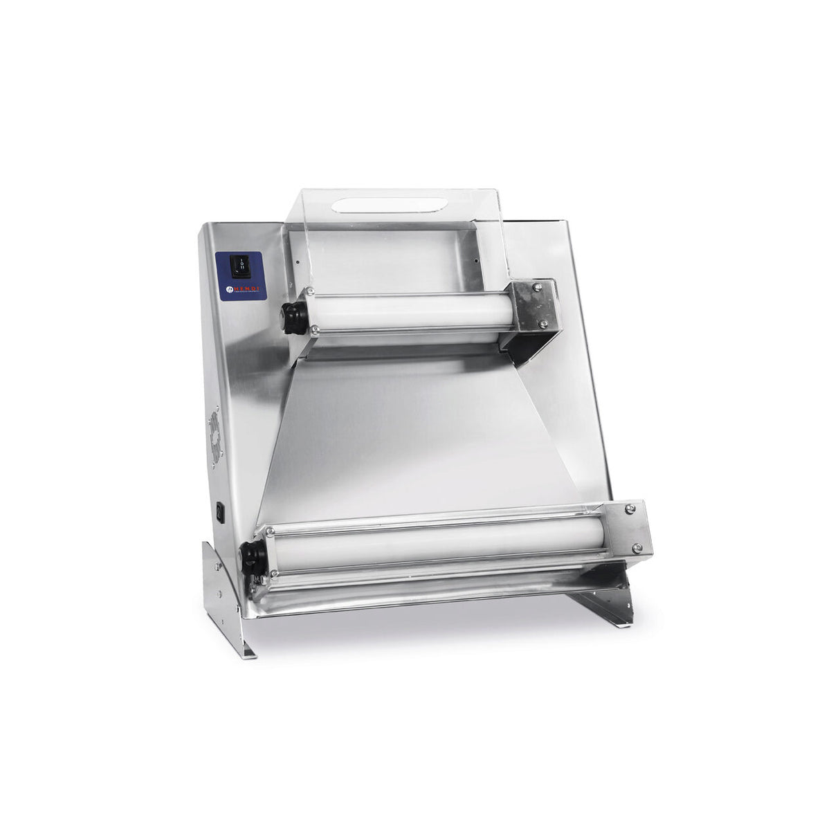 Aparat electric pentru formatare aluat de pizza sau paste, Hendi 500, 2 Role 370W diametru disc aluat de la 26 cm pana la 45 cm 635x410x(H)680 mm