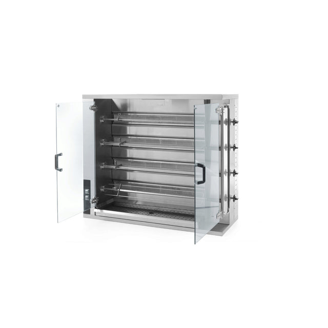 Rotisor gaz profesional pentru 16 - 20 pui 4 viteze de rotatie 1150x472x(H)981 mm Inox Hendi