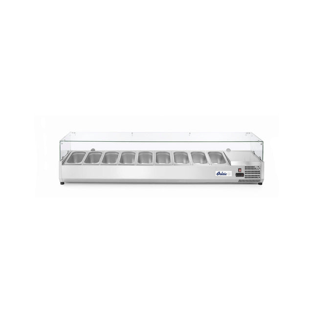 Vitrina prezentare Hendi, interval temp. -2/8?C, 180W, corp inox, ARKTIC by Hendi, 2005x395x(h)430 mm, 9 vase  GN 1/3