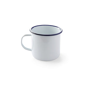Cana 520 ml , 100x(H)90 mm, otel emailat alb cu margini albastre, Hendi