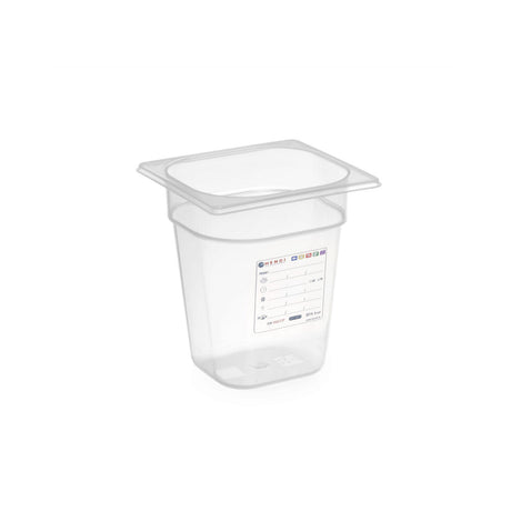 Tava Gastronorm 1/6, 176x162x(H)200 mm, 3.4 litri cu marcaj HACCP, polipropilena, Hendi