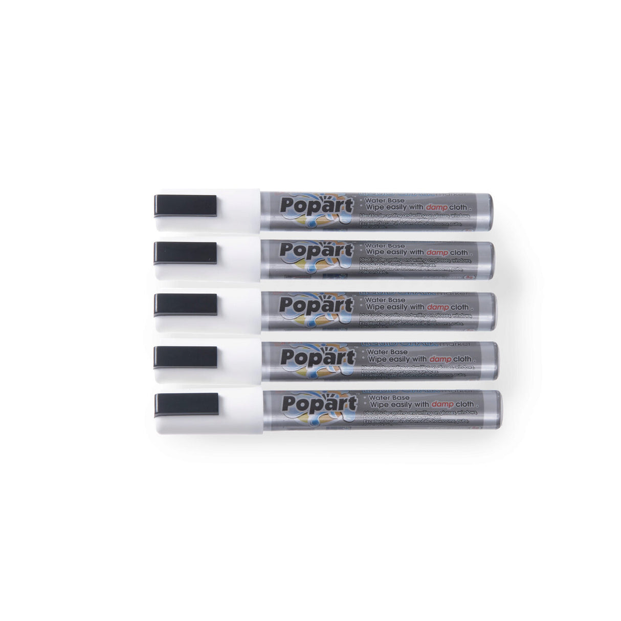Set 5 markere albe pentru tabla, grosime scris 2-6 mm, Hendi