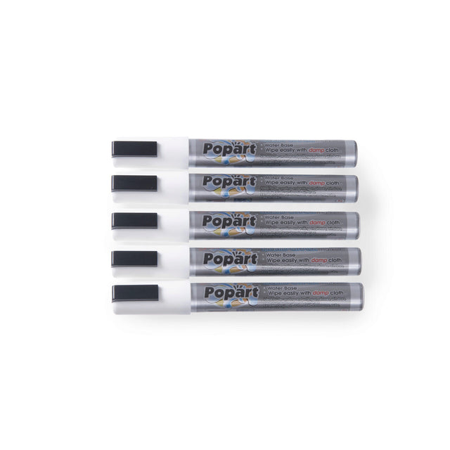 Set 5 markere albe pentru tabla, grosime scris 2-6 mm, Hendi
