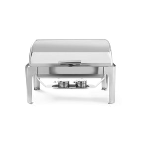 Chafing dish cu capac Rolltop, Gastronorm 1/1, 9lt, inox, 66x49x(H)46 cm, Hendi, include 2 suporturi pentru combustibil incalzire