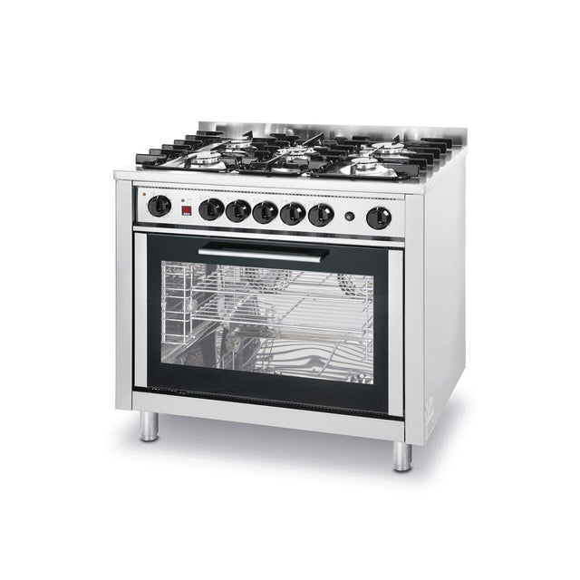 Masina de gatit, 5 arzatoare pe gaz si cuptor electric, Hendi, 14,3kw, 900x655x(H)850/900 mm