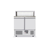 Masa refrigerata pentru pizza cu top granit, ARKTIC by Hendi, camera racire cu usi duble, display cu 5 tavi GN 1/6, interval temperatura 2/10 gr C