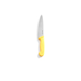 Cutitul bucatarului, galben, 180/320 mm, lama inox grosime 2.5 mm, in conformitate cu normele de igiena HACCP, Hendi, potrivit si pentru uz profesional