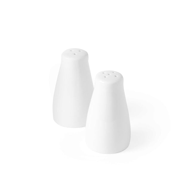 Set condimente din portelan, 2 piese, Hendi, pentru sare si piper, diametru 4.2 cm, inaltime 8 cm.