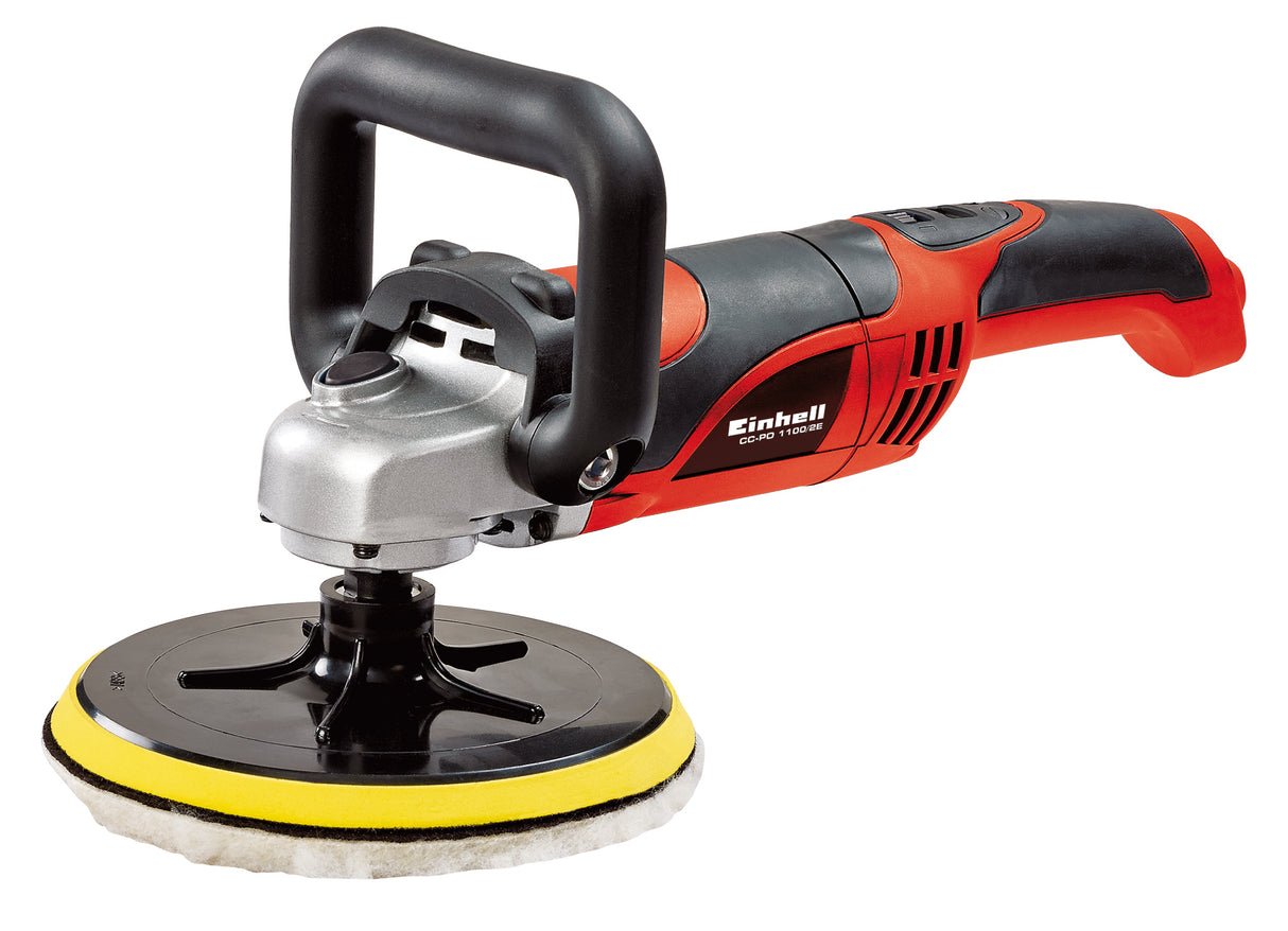 Masina de lustruit unghiulara Einhell CC-PO 1100/2 E, 1.100 W, 1.000-3.500 rpm, diametru disc 180 mm, electronica de turatie, blocare ax, inclusiv accesorii