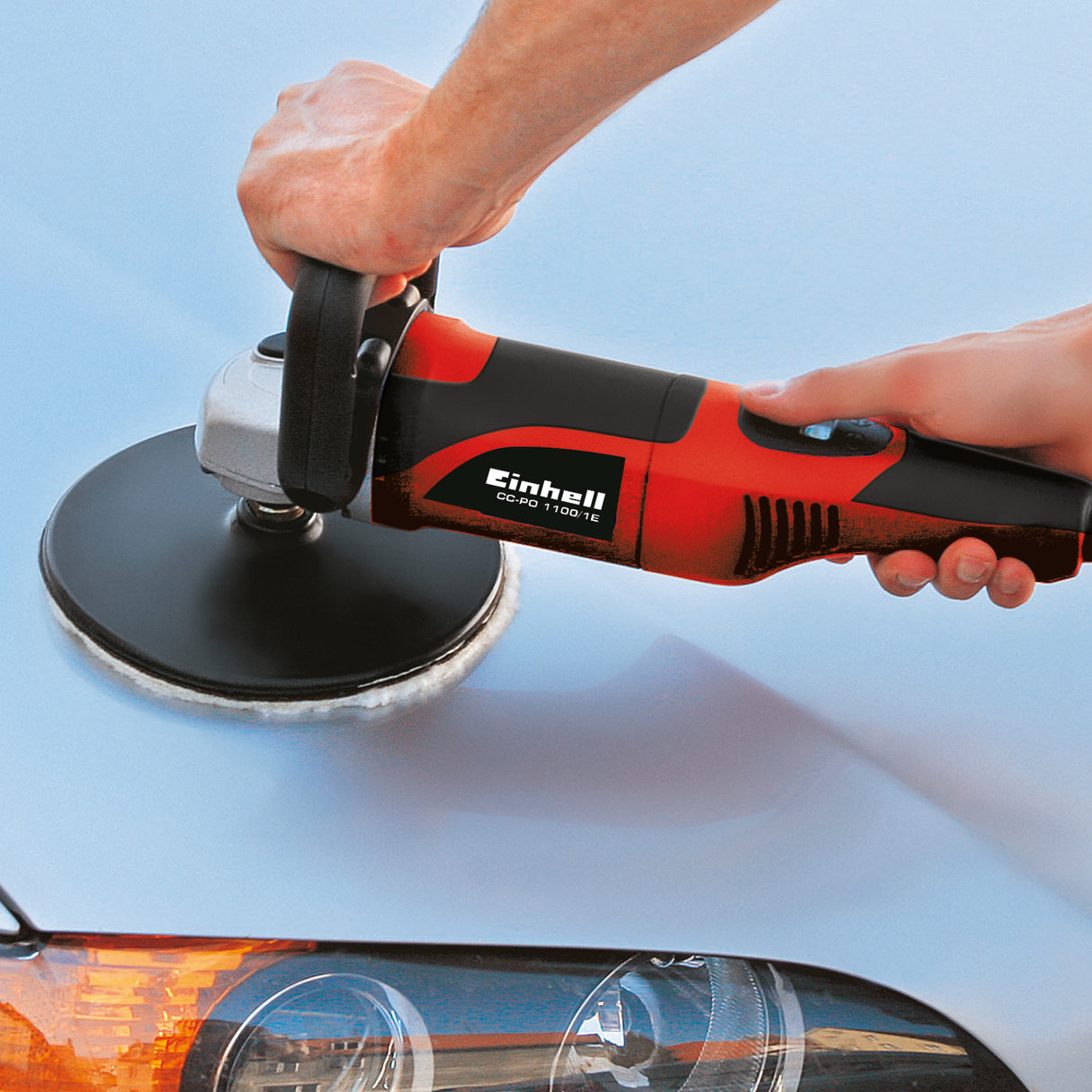 Masina de lustruit unghiulara Einhell CC-PO 1100/2 E, 1.100 W, 1.000-3.500 rpm, diametru disc 180 mm, electronica de turatie, blocare ax, inclusiv accesorii