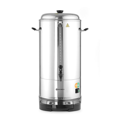 Percolator / cafetiera profesionala, 6lt, Hendi, cu pereti dubli din inox, 1500W, diam. 241x (H)480 mm, robinet anti-picurare, temperatura ajustabila pana la 100 C, filtru incorporat pentru cafea macinata