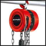 Einhell TC-CH 1000 láncos emelő, max. 1000 kg, maximum 2,5 m emelési magasság, robusztus, zárt fémház a biztonságos láncvezetéshez, teherhorog biztonsági rúddal