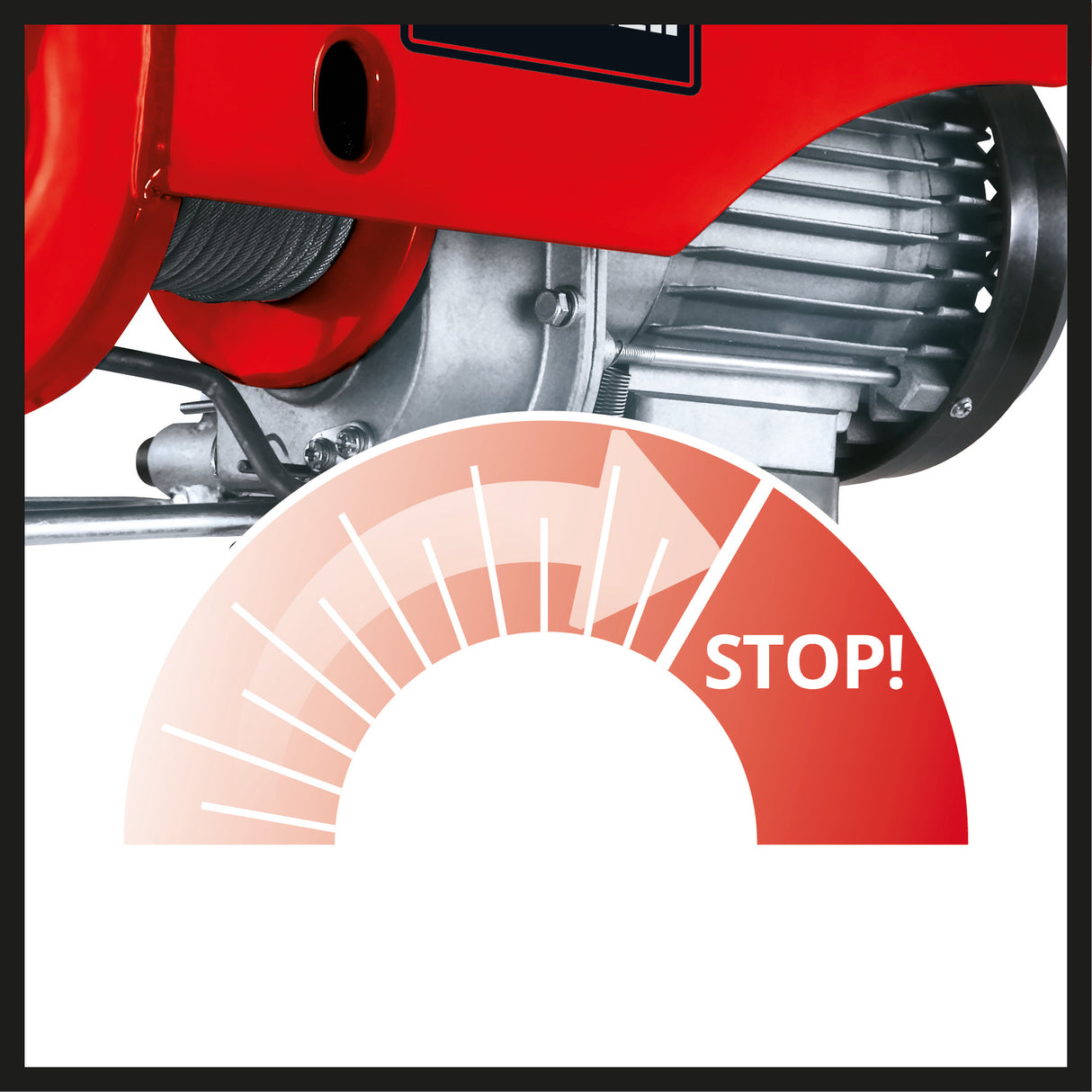 Einhell TC-EH 250 kábelemelő, 450 W, vészleállító kapcsoló, automatikus fék és végálláskapcsoló, 12 m csavarodásmentes fémkábellel, teherhoroggal ellátott csigával és biztonsági rúddal